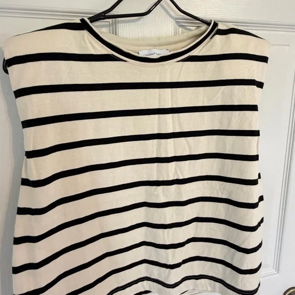 Gibson Latimer Striped Sleeveless Top Women’s Medium Black Cream - Picture 3 of 6
